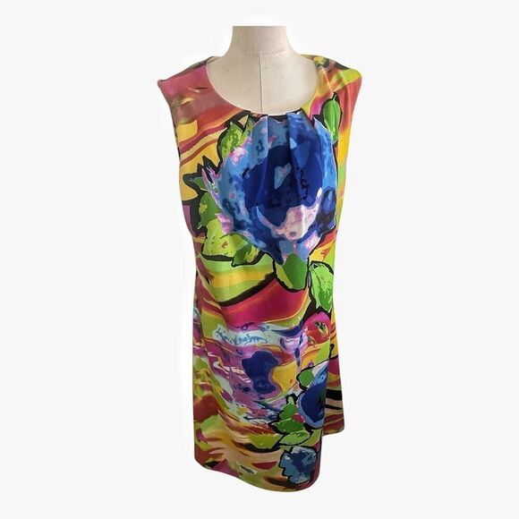 Peach Velvet Dresses & Skirts - Peach Velvet Abstract Multicolor Dress Size 16